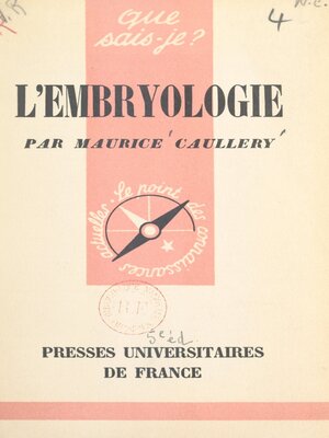cover image of L'embryologie